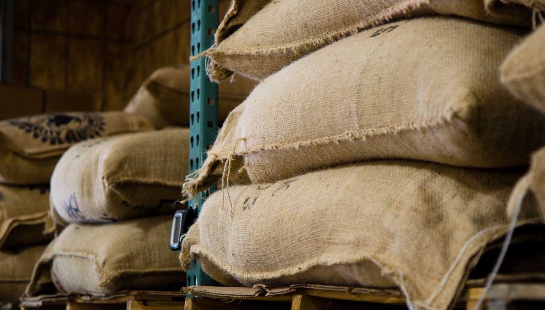 Coffee bags full of beans