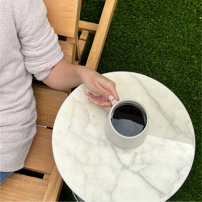 coffee on marble table