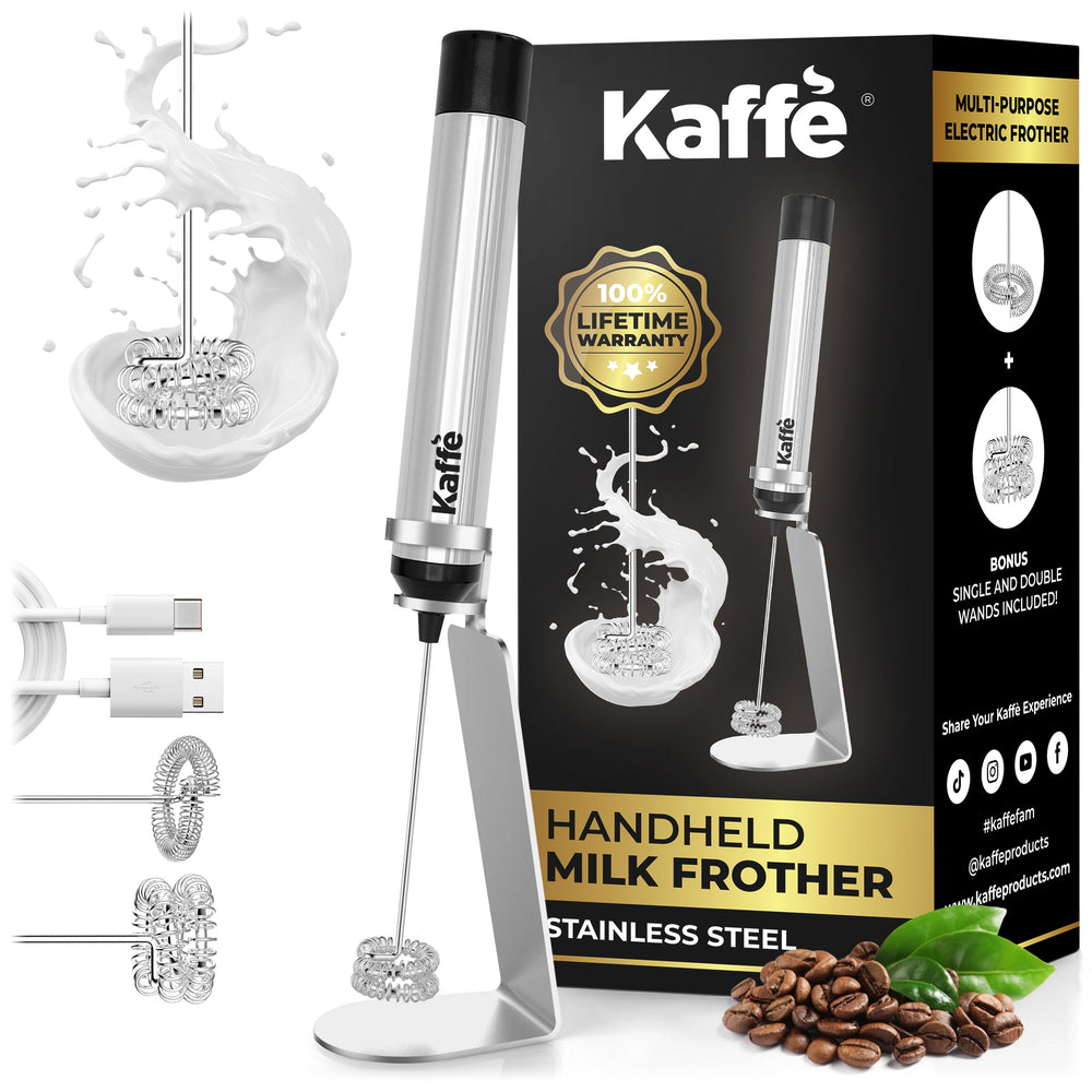 Kaffe Handheld Milk Frother with Stand (USB Rechargeable)