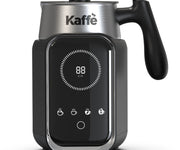 Kaffe milk frother with digital display on a white background