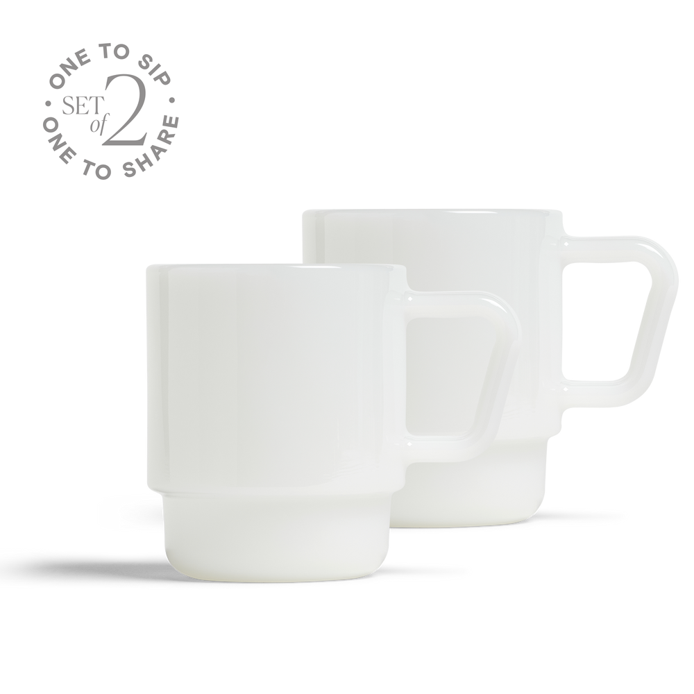 8 oz Milk Glass Mug - Set of 2 - White