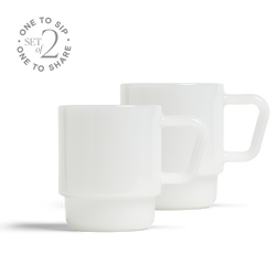 8 oz Milk Glass Mug - Set of 2 - White