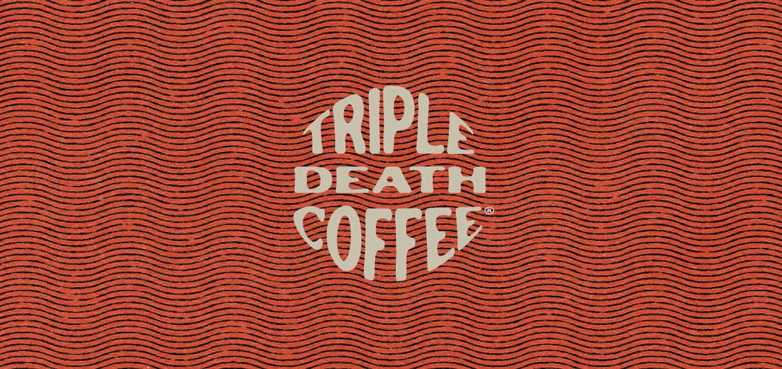 Triple Death Coffee Logo on wavy background