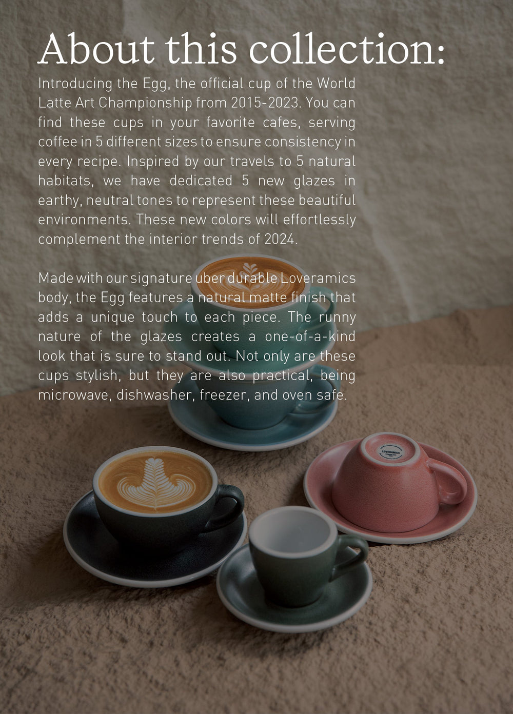 2.5oz Egg Espresso Cup and Saucer - Mineral Colors Collection