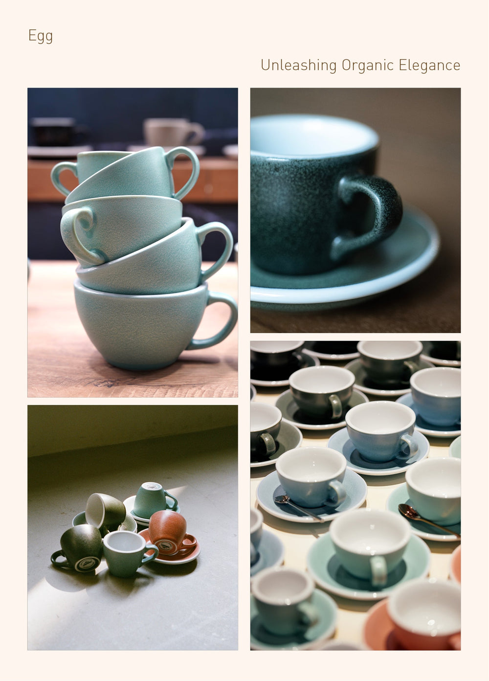 10oz Egg Cafe Latte Cup and Saucer - Mineral Colors