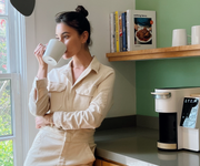 Women drinking Tenango coffee beside bruvi brewer